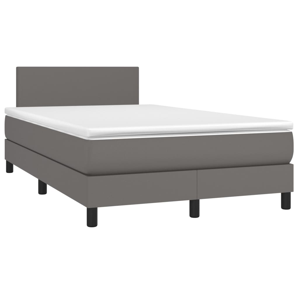 vidaXL Cama box spring colchón y LED cuero sintético gris 120x200 cm