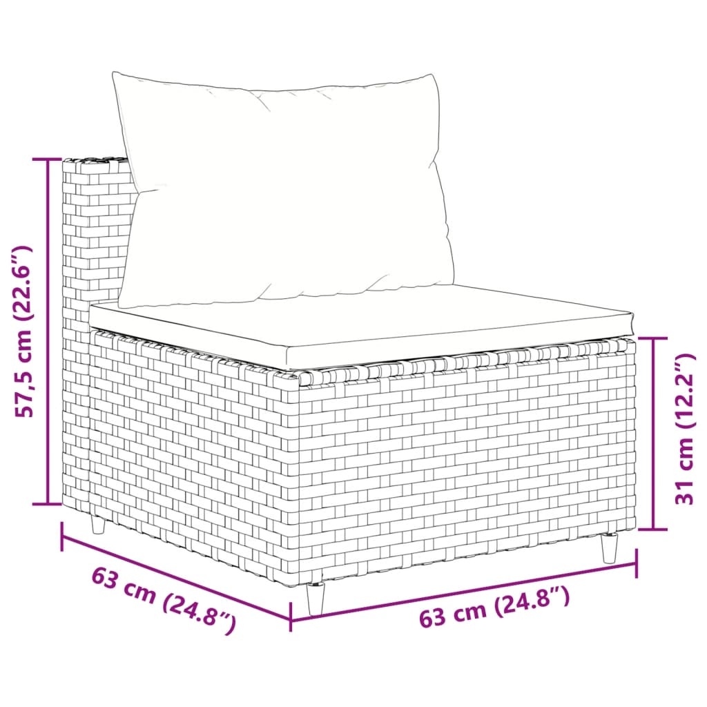 vidaXL Set muebles de jardín 7 piezas y cojines ratán sintético marrón