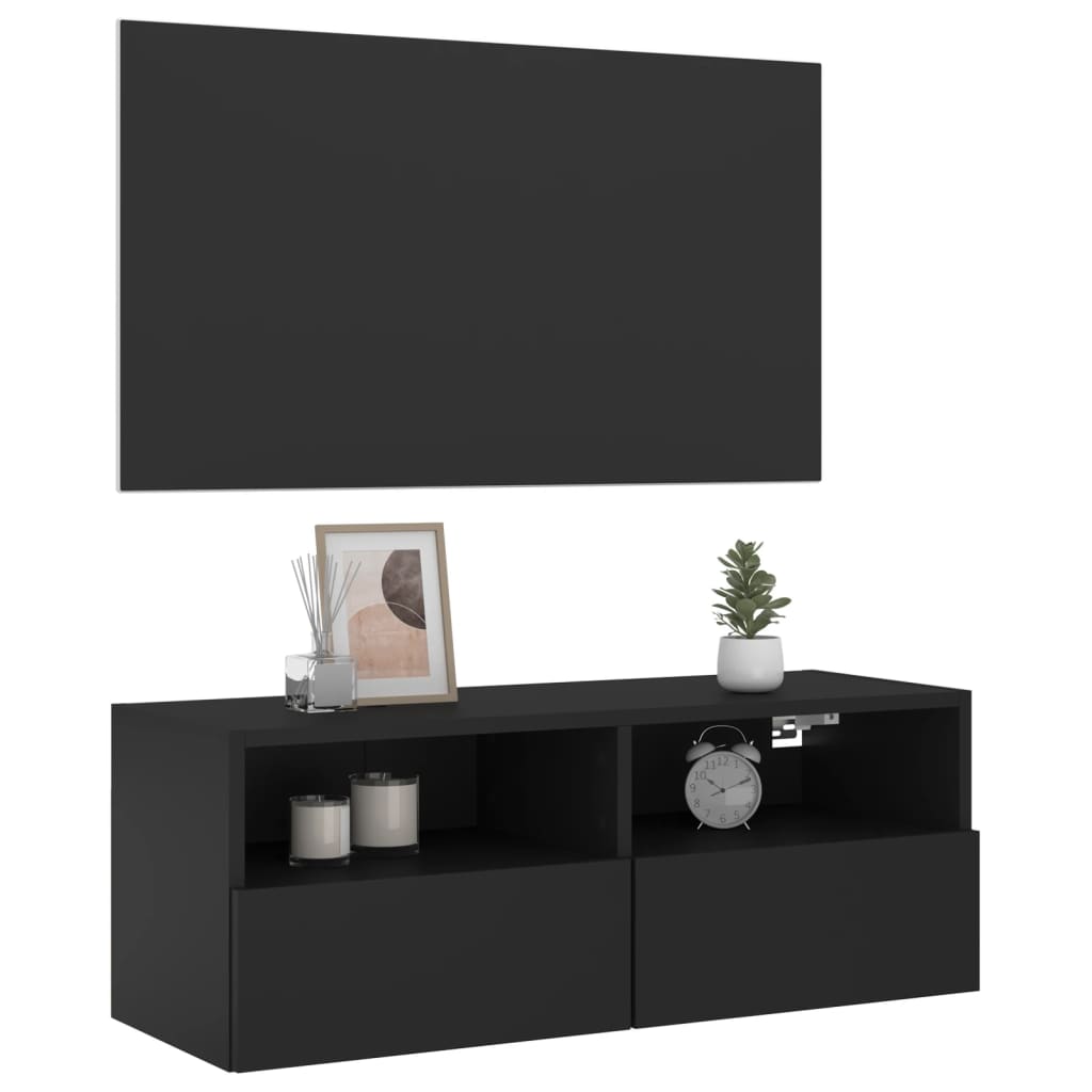 vidaXL Mueble de pared para TV madera de ingeniería negro 80x30x30 cm