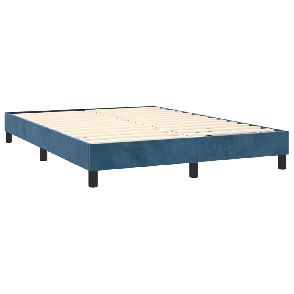 vidaXL Cama box spring con colchón terciopelo azul oscuro 140x200 cm