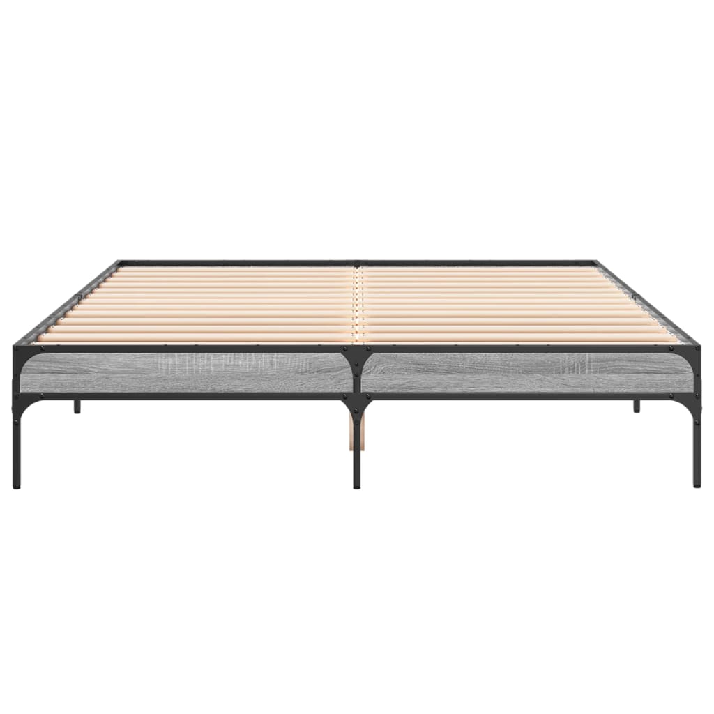 vidaXL Estructura cama madera ingeniería metal gris Sonoma 150x200 cm