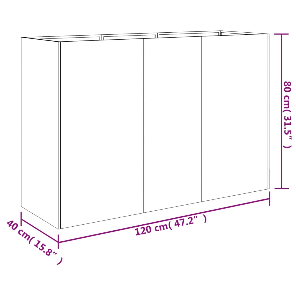 vidaXL Jardinera acero corten 120x40x80 cm