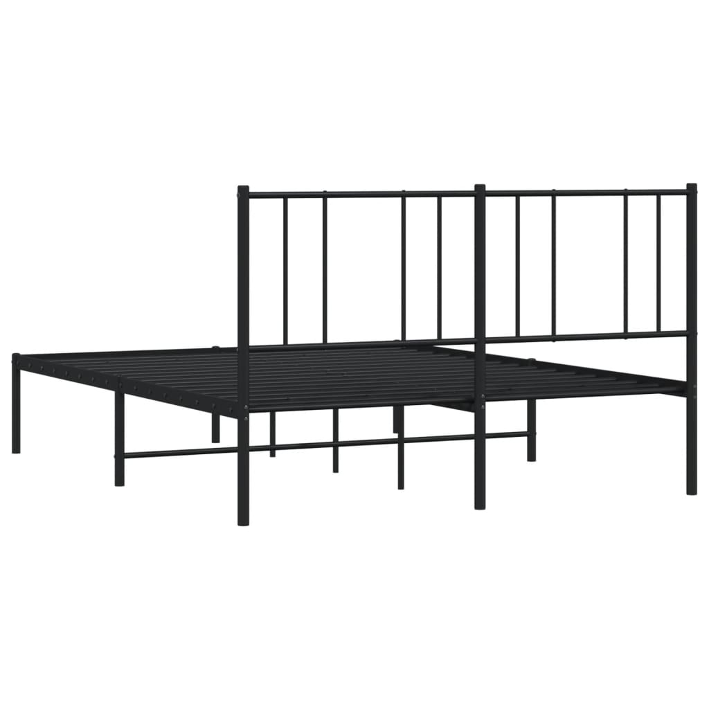 vidaXL Estructura cama sin colchón con cabecero metal negro 135x190 cm