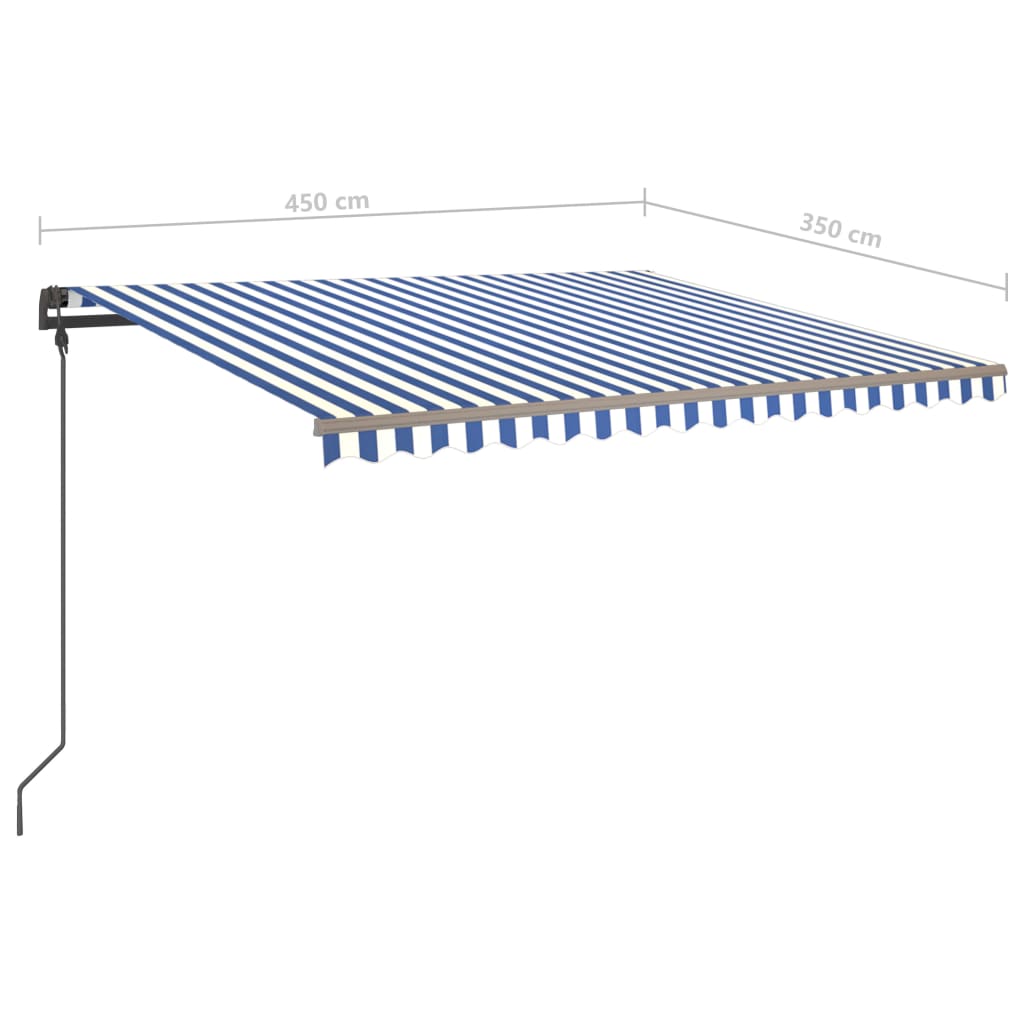 vidaXL Toldo manual retráctil con LED azul y blanco 4,5x3,5 m