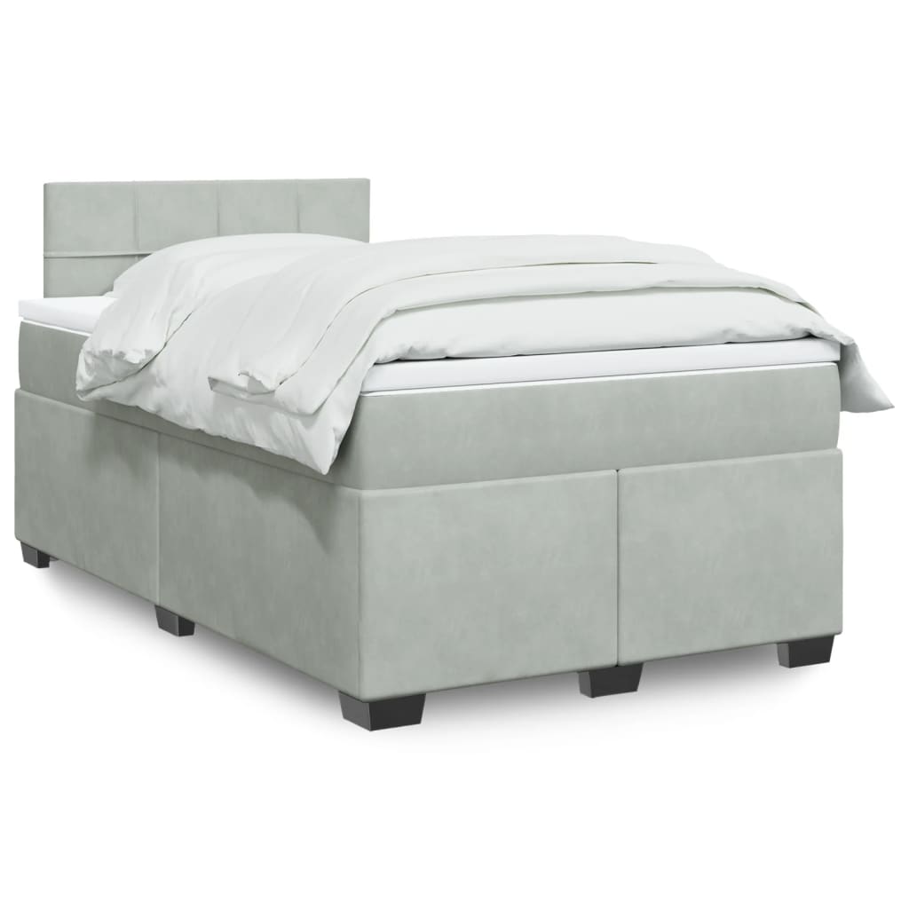 vidaXL Cama box spring con colchón terciopelo gris claro 120x190 cm