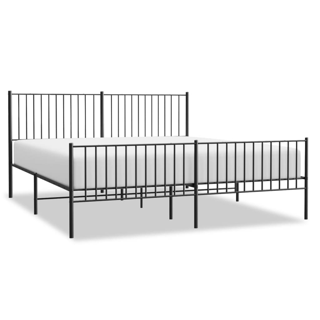 vidaXL Estructura cama sin colchón con estribo metal negro 180x200 cm