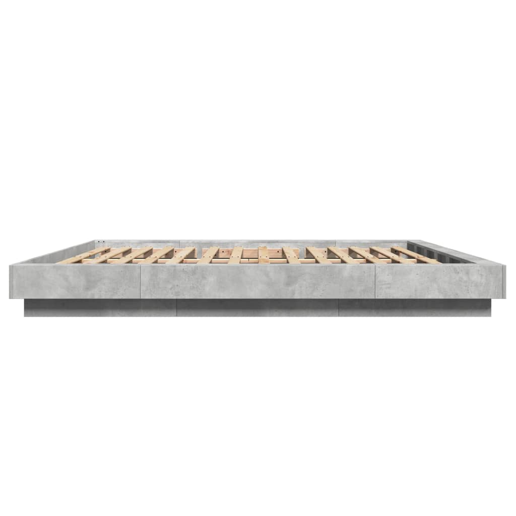 vidaXL Estructura cama con luces LED madera gris hormigón 180x200 cm