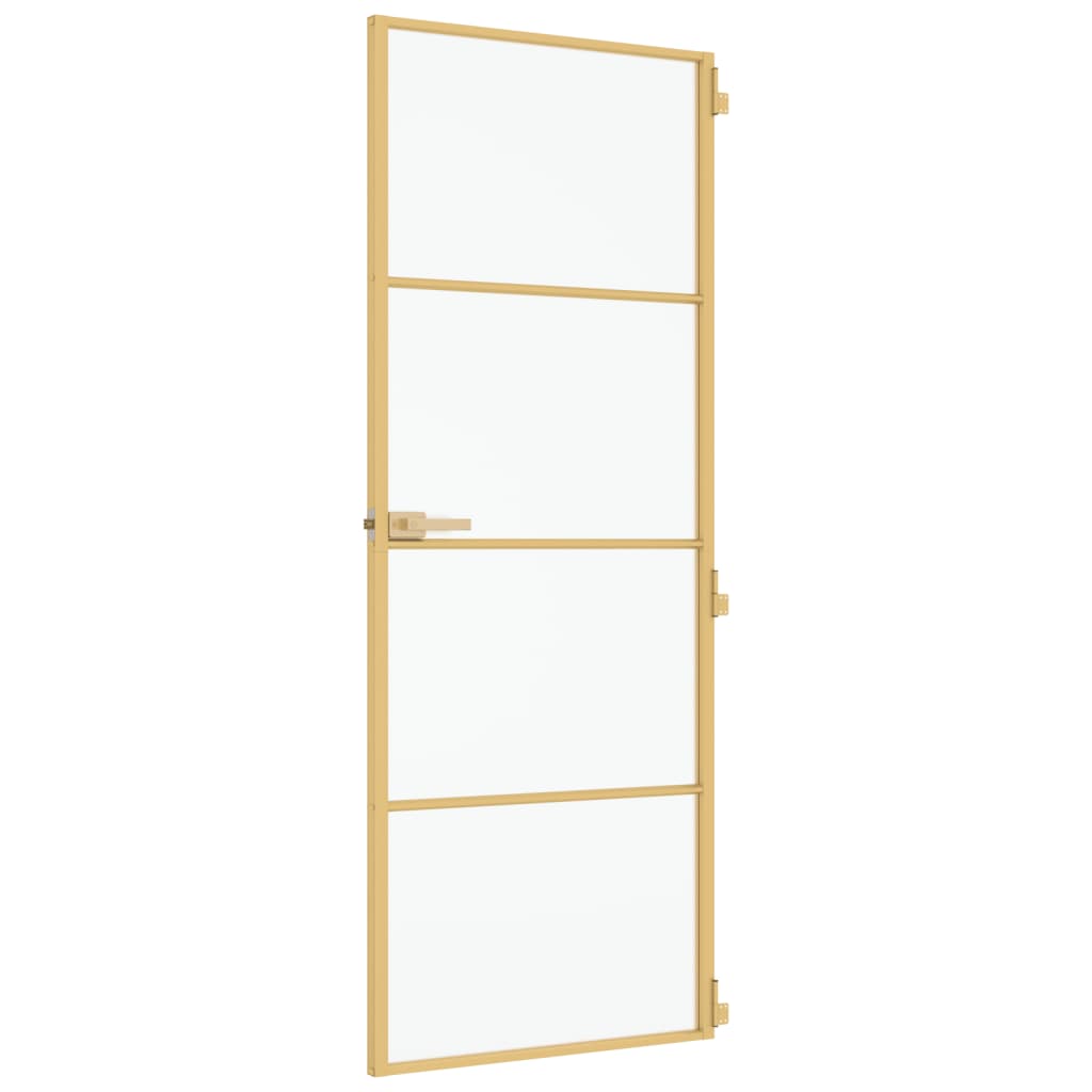 vidaXL Puerta de interior dorada vidrio templado y aluminio 76x201,5cm