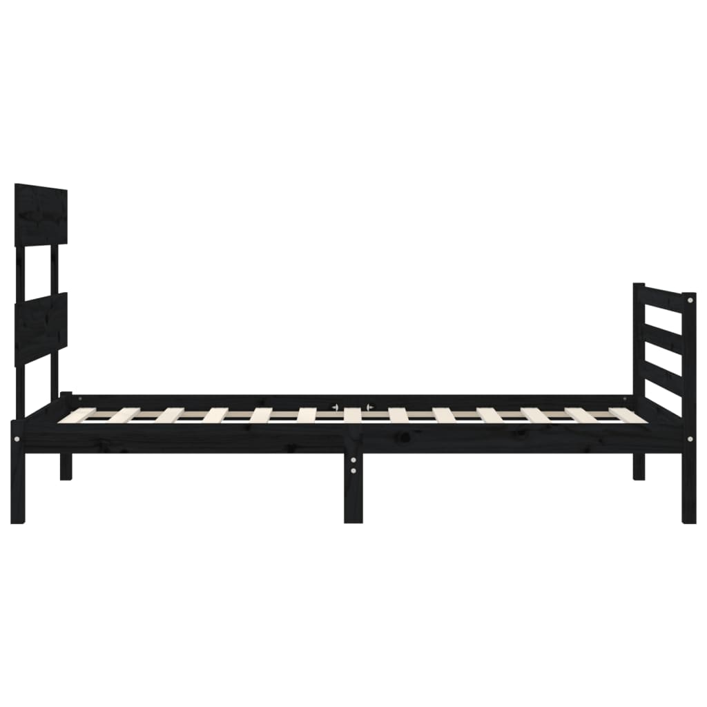 vidaXL Estructura de cama con cabecero madera maciza negro 90x200 cm