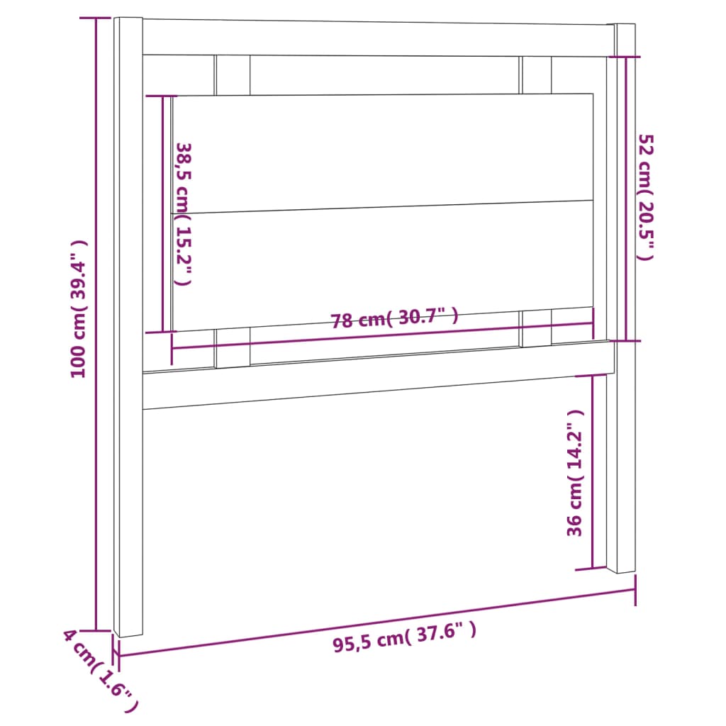 vidaXL Cabecero de cama madera maciza de pino gris 95,5x4x100 cm