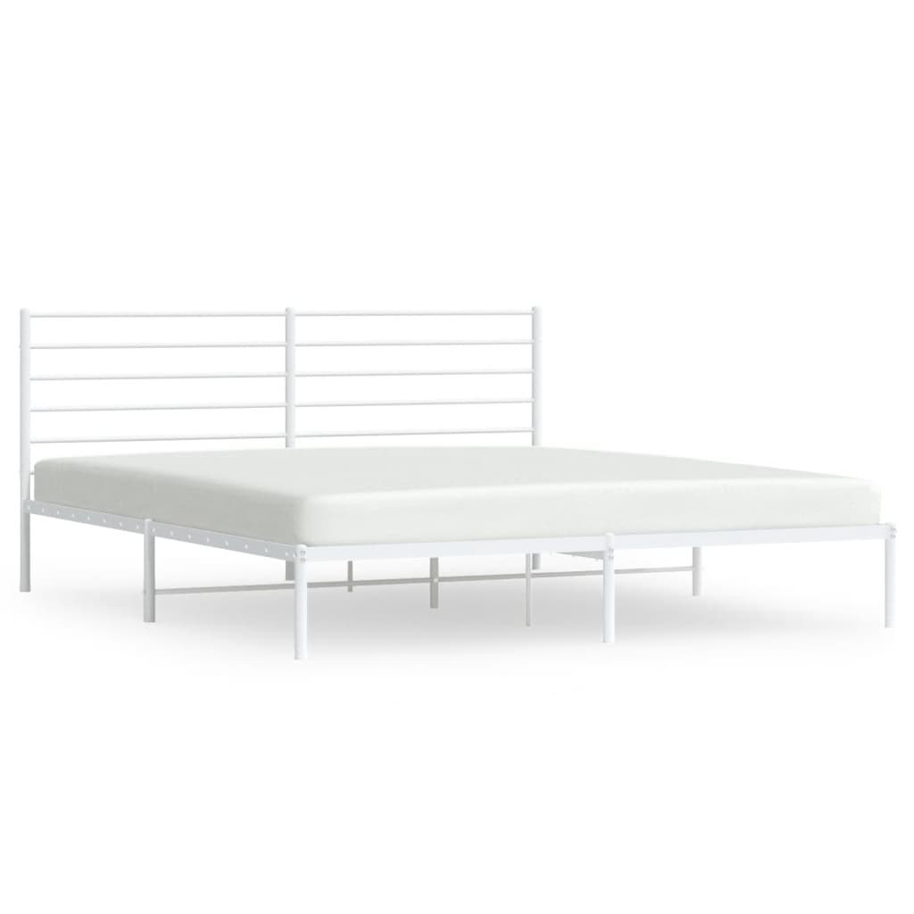 vidaXL Estructura cama sin colchón con cabecero metal blanco 200x200cm