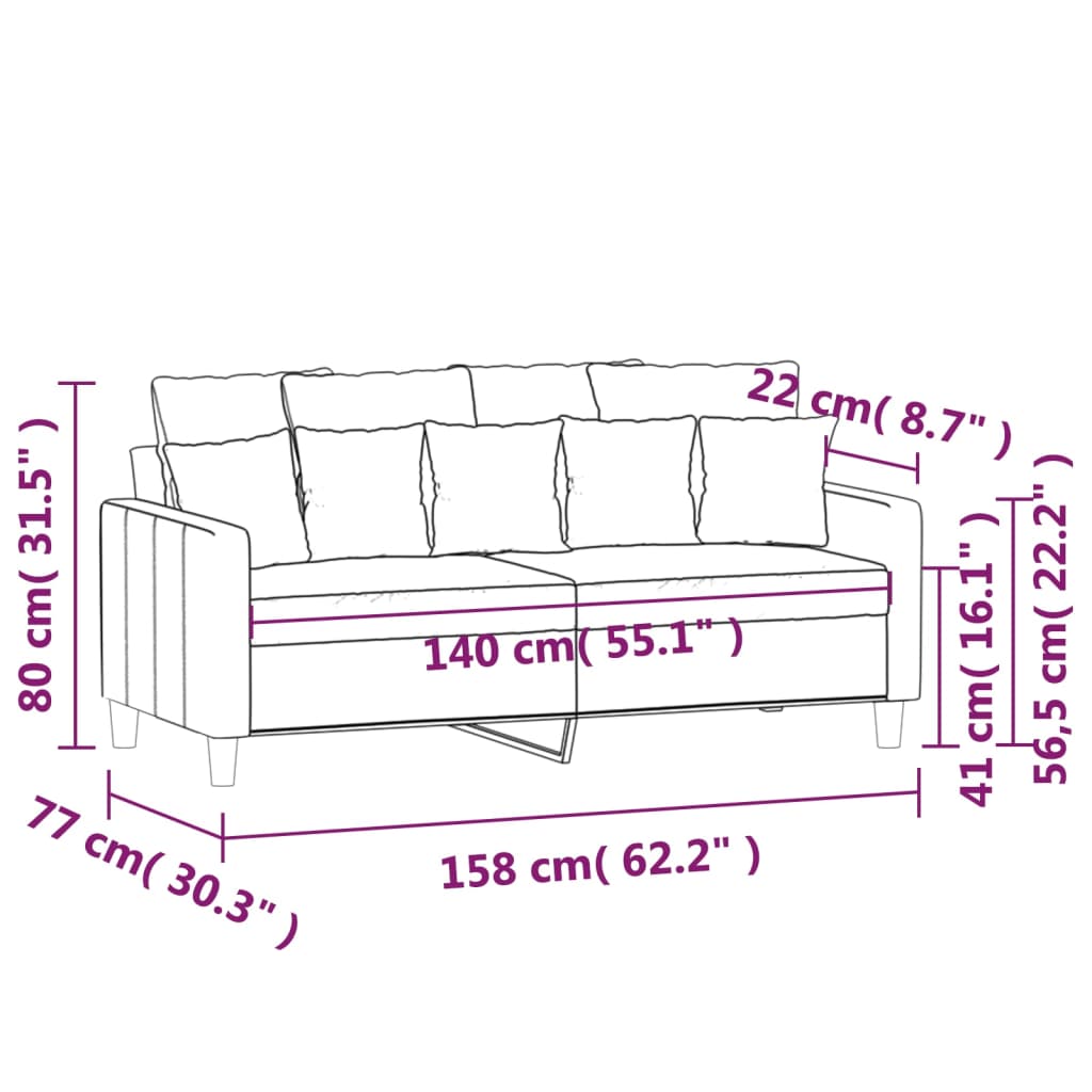 vidaXL Sofá de 2 plazas terciopelo amarillo 140 cm