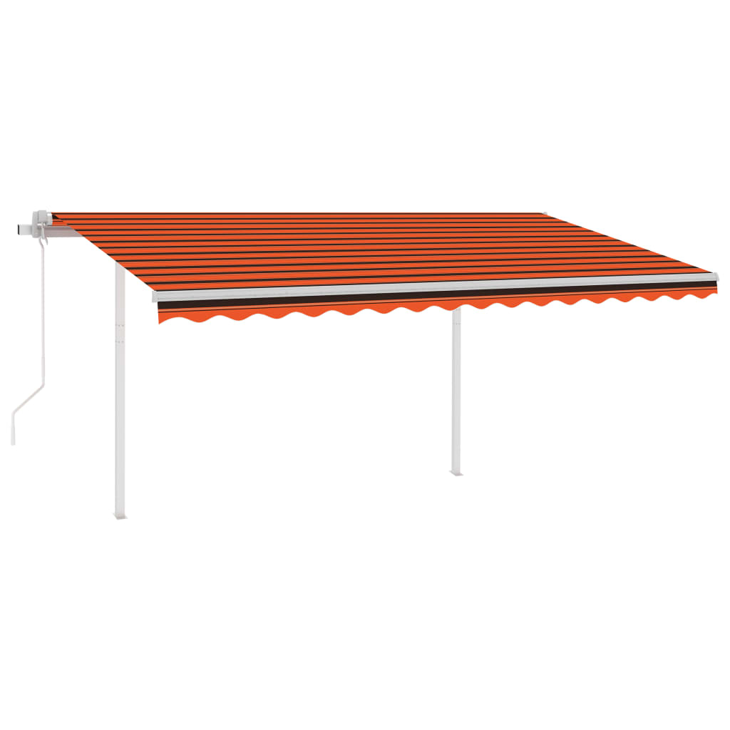 vidaXL Toldo retráctil automático con postes naranja y marrón 4,5x3 m