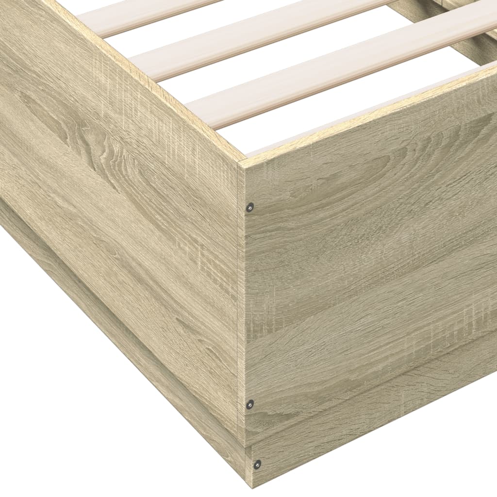 vidaXL Estructura cama con luces LED madera roble Sonoma 90x190 cm