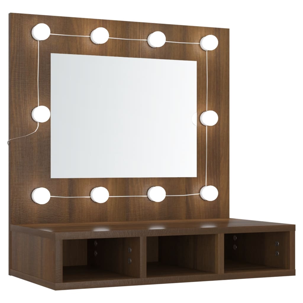 vidaXL Mueble con espejo y LED marrón roble 60x31,5x62 cm