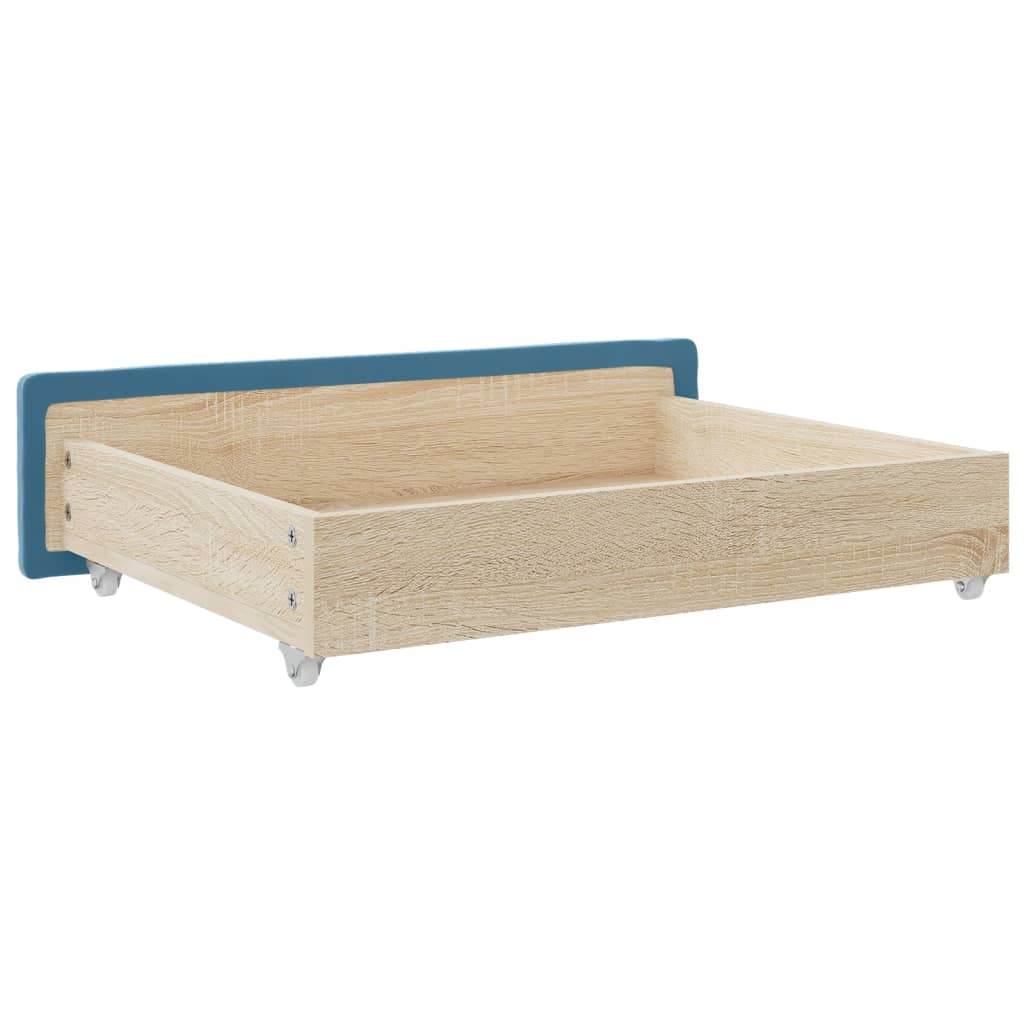 vidaXL Cajones de cama 2 uds madera de ingeniería y terciopelo azul