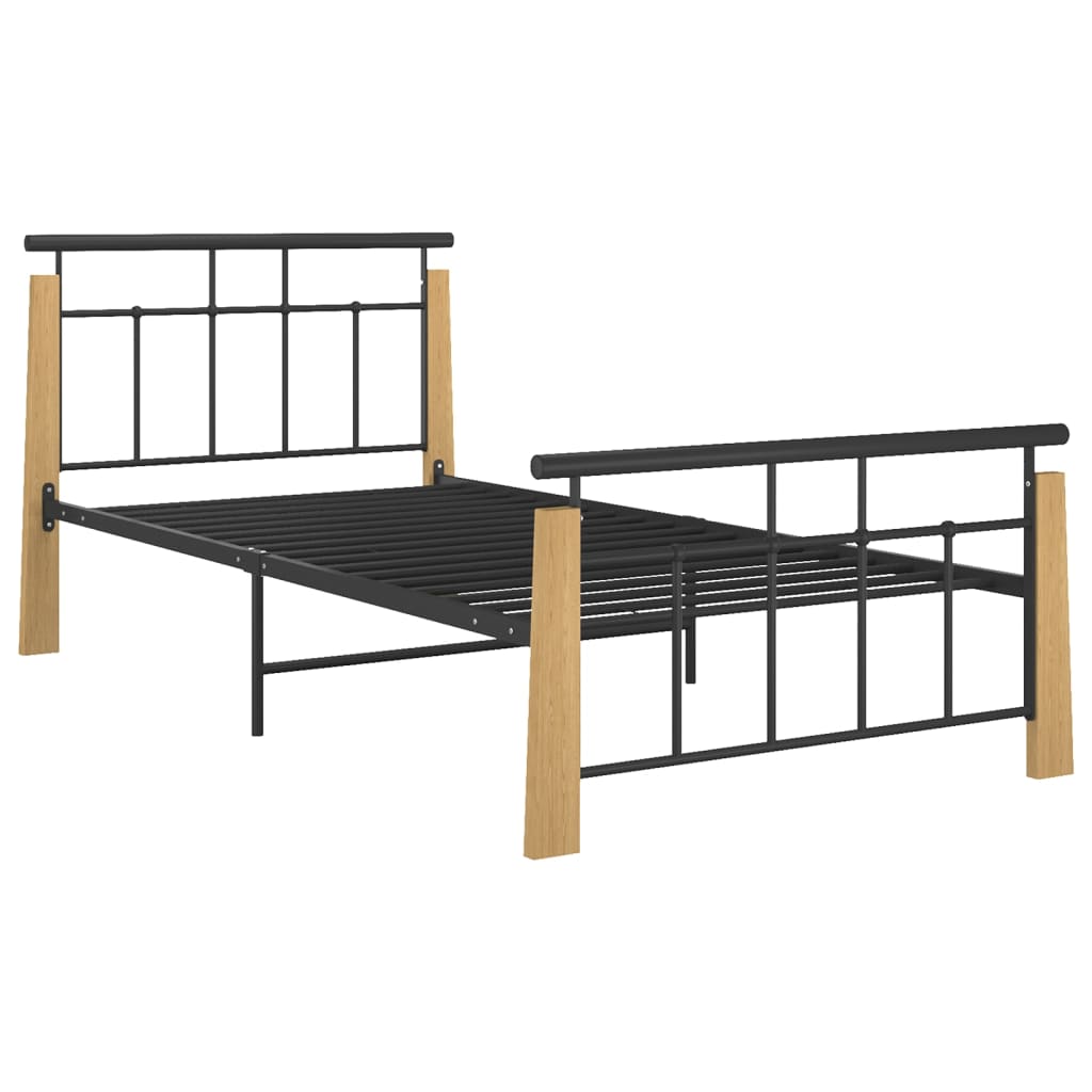 vidaXL Estructura de cama sin colchón metal madera de roble 100x200 cm