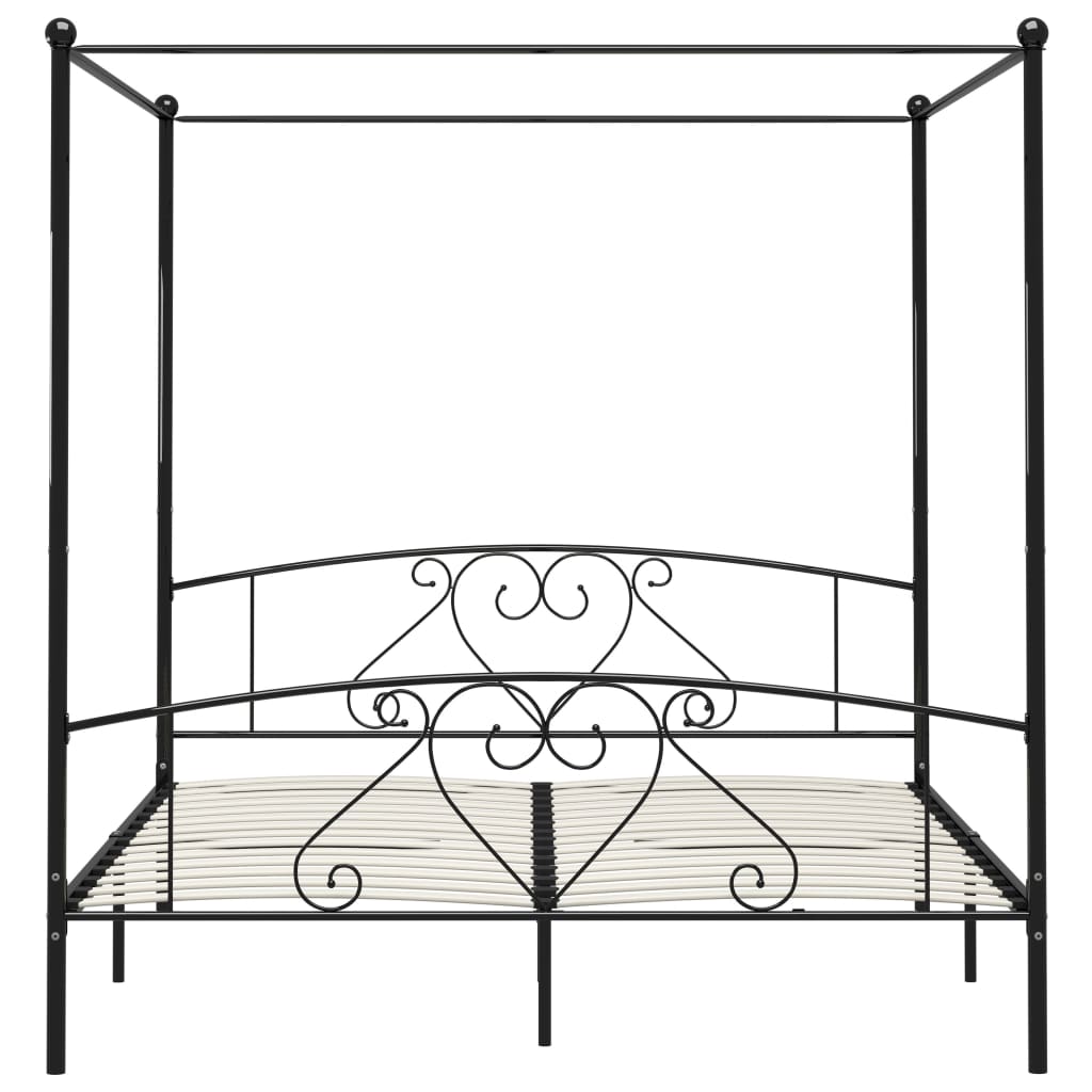 vidaXL Estructura cama con dosel sin colchón metal negro 180x200 cm