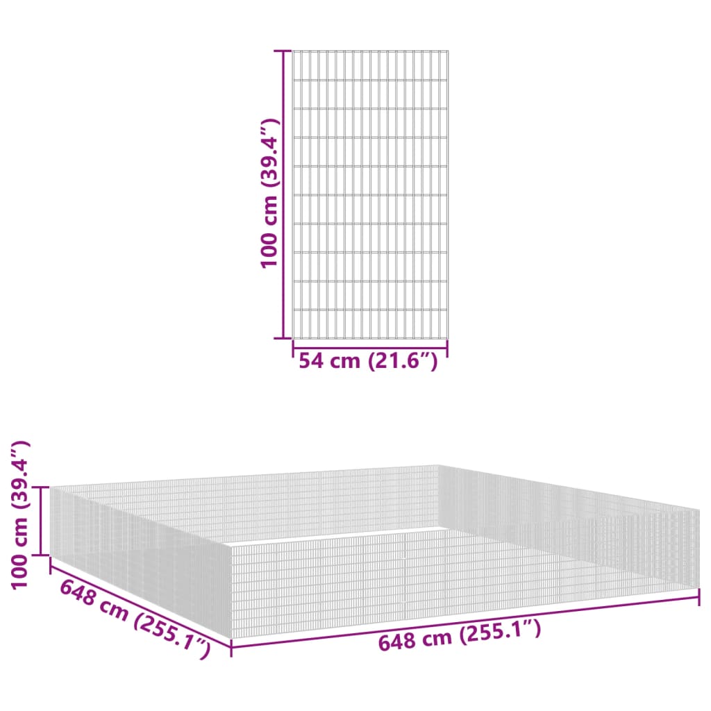 vidaXL Recinto corral animales 48 paneles hierro galvanizado 54x100 cm