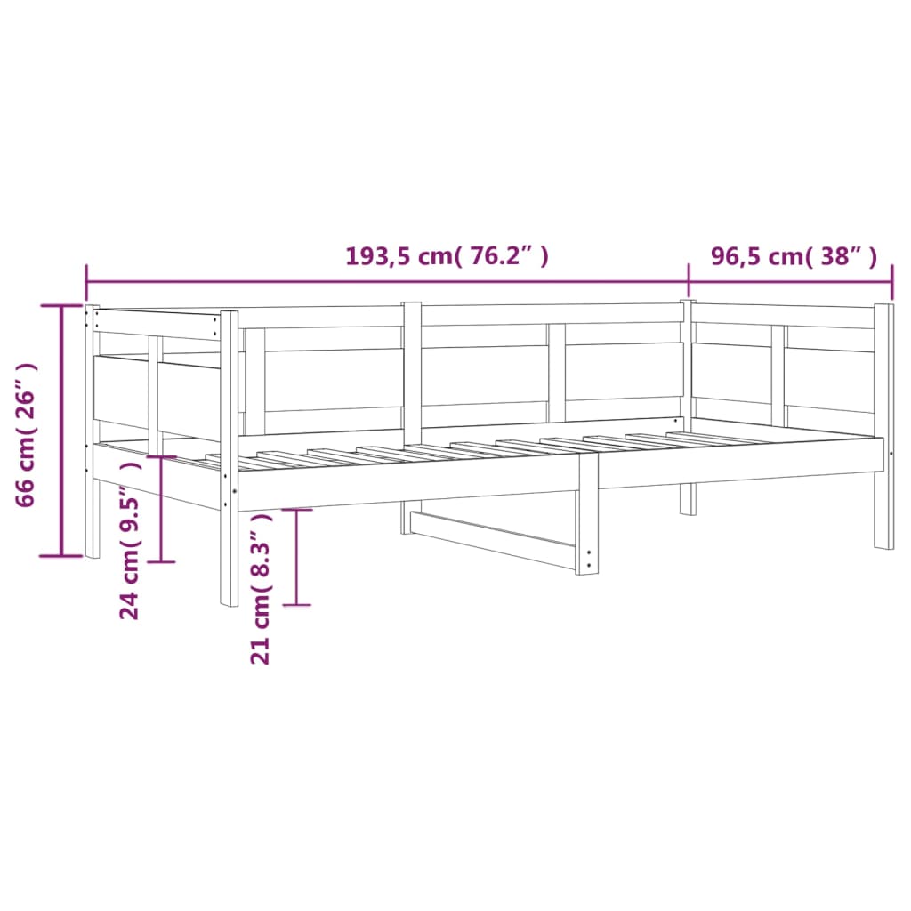 vidaXL Sofá cama de madera maciza de pino marrón miel 90x190 cm