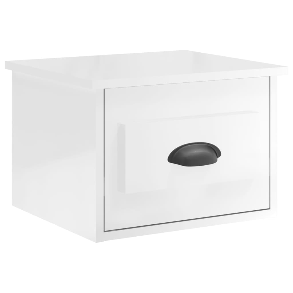 vidaXL Mesitas de noche de pared 2 uds blanco brillante 41,5x36x28 cm