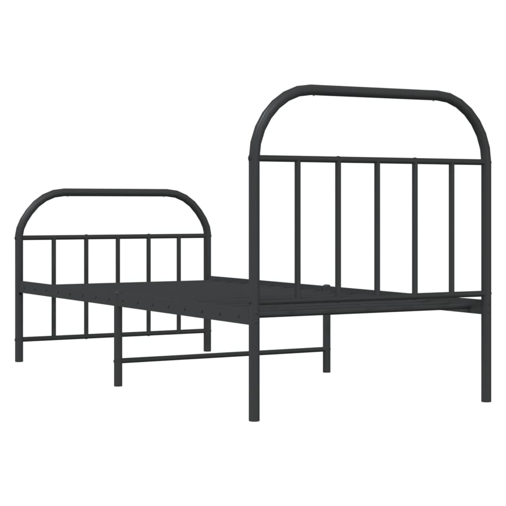 vidaXL Estructura de cama con cabecero y estribo metal negro 90x200 cm