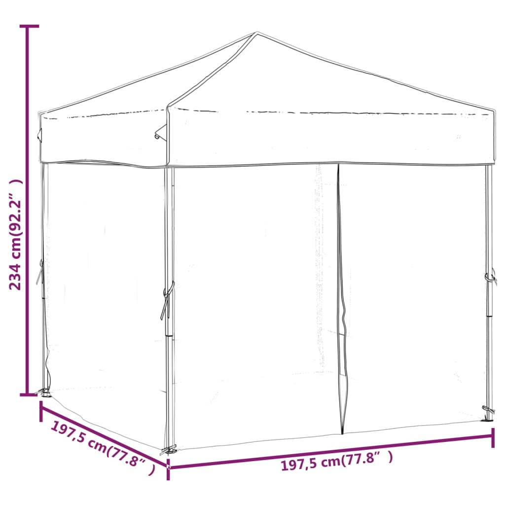 vidaXL Carpa de fiesta plegable con paredes laterales gris taupe 2x2 m