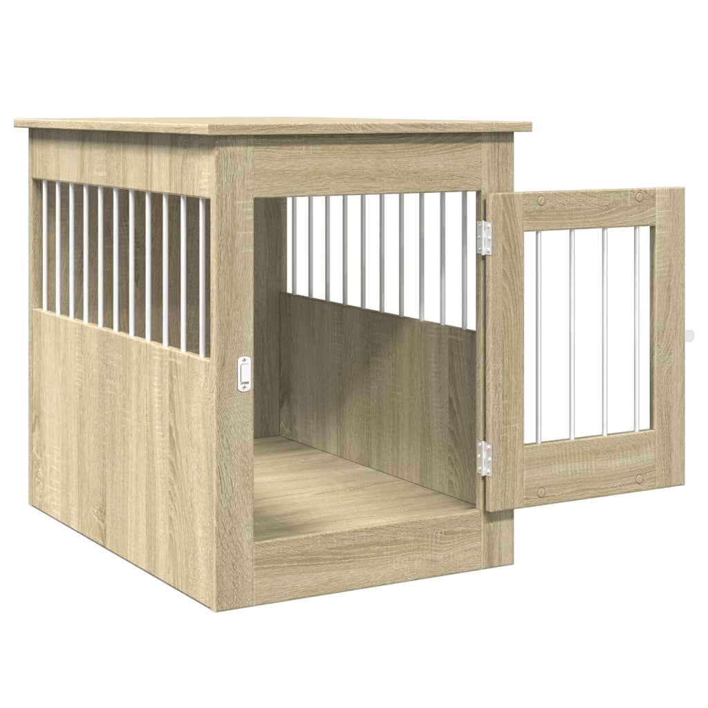 vidaXL Jaula para perros madera de ingeniería roble Sonoma 55x80x68 cm