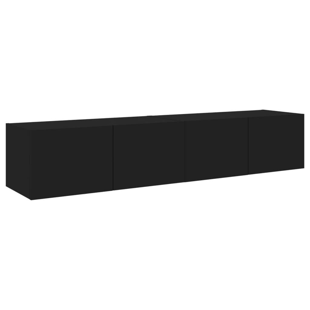 vidaXL Muebles de TV de pared con luces LED 2 uds negro 80x35x31 cm