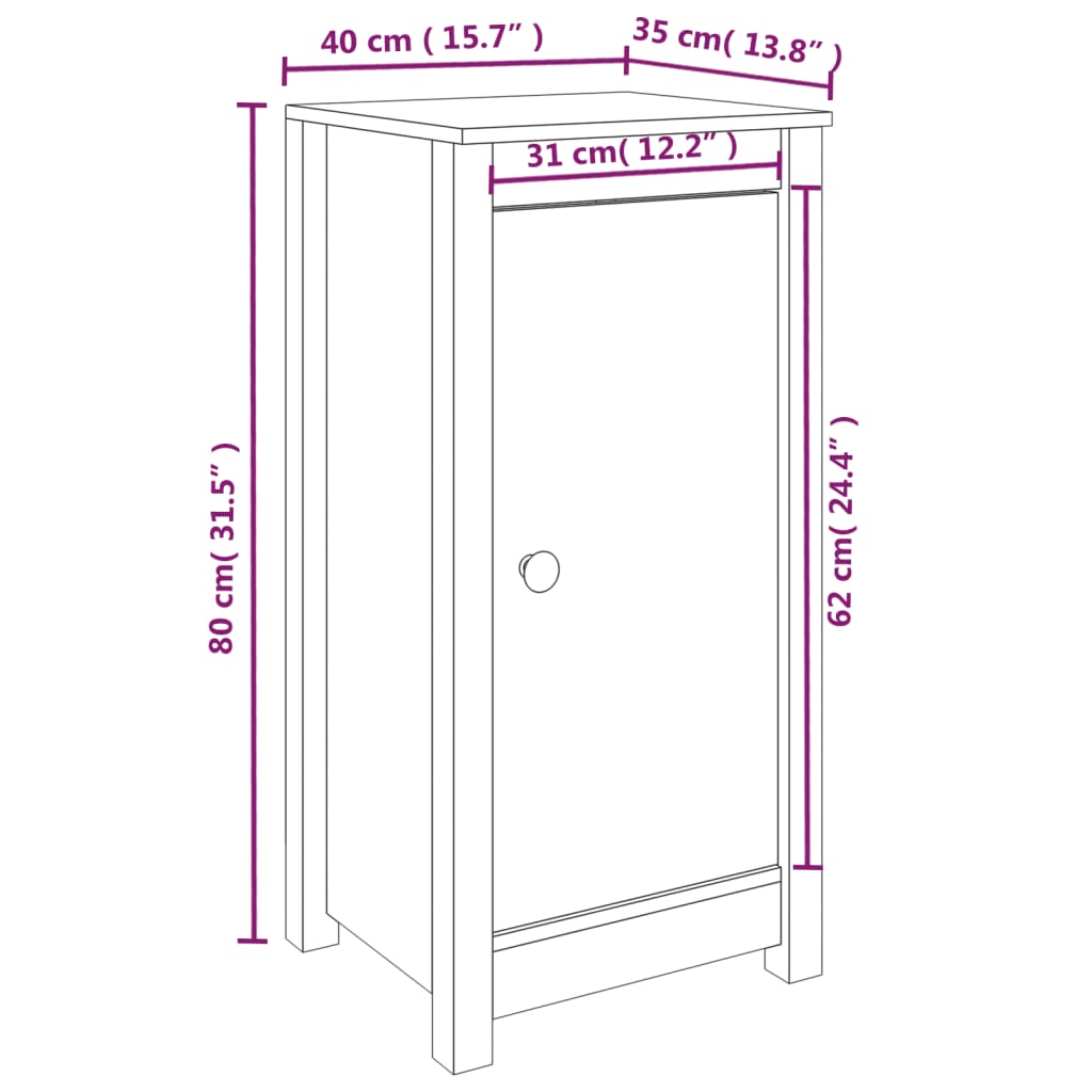 vidaXL Aparadores 2 uds madera maciza de pino 39x35x80 cm