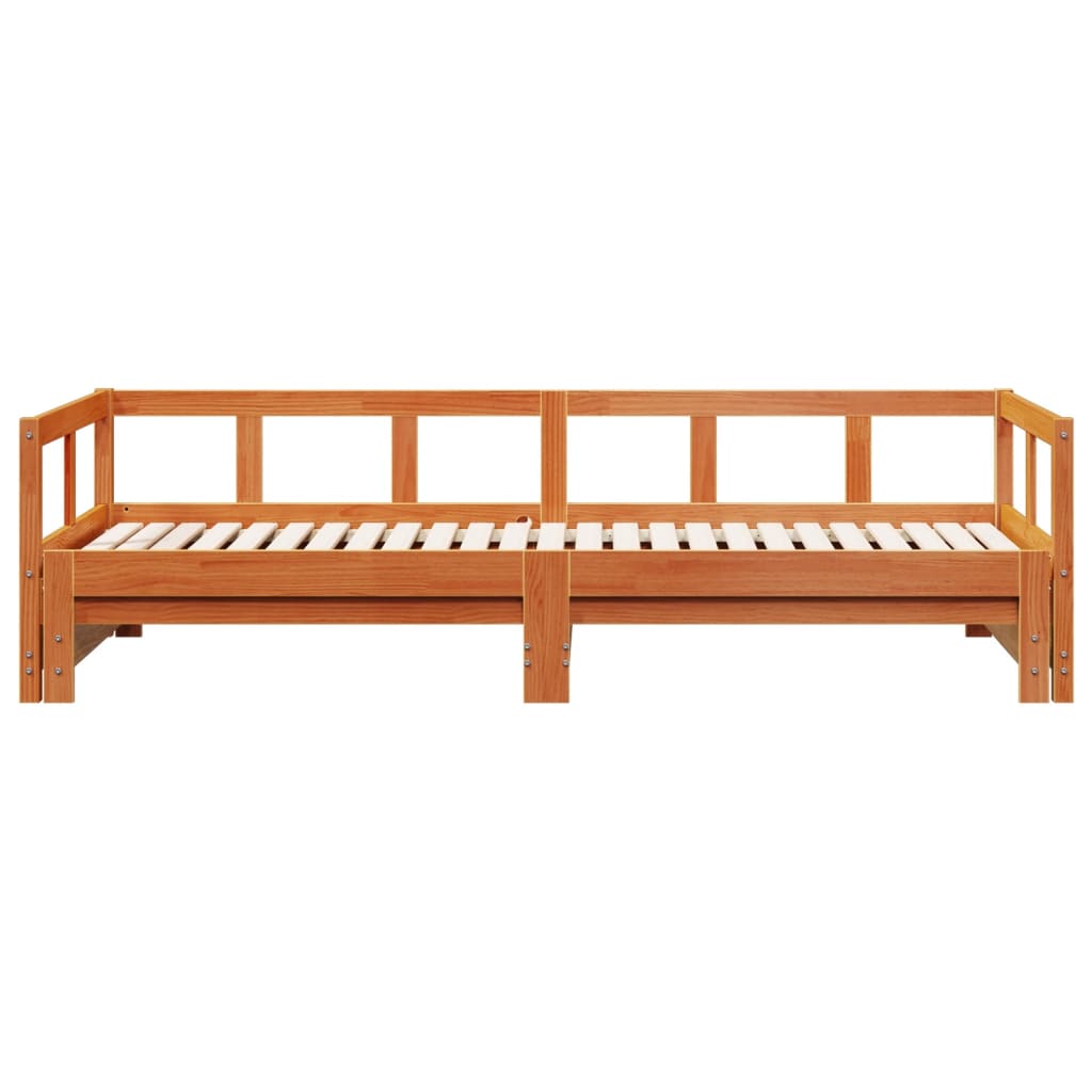 vidaXL Sofá cama sin colchón madera maciza pino marrón cera 80x200 cm