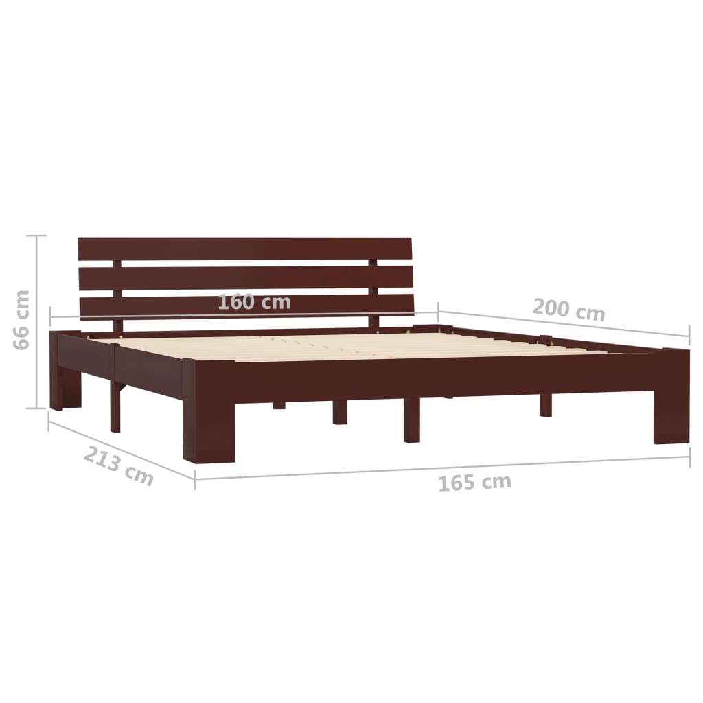 vidaXL Estructura cama sin colchón madera pino marrón oscuro 160x200cm