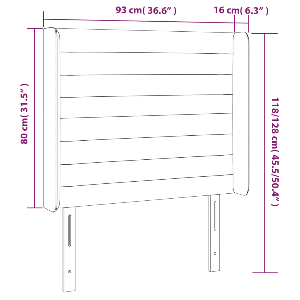 vidaXL Cabecero con LED de terciopelo gris claro 93x16x118/128 cm