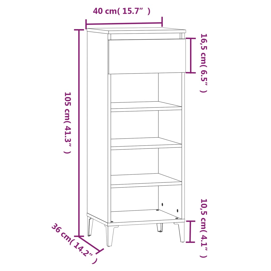 vidaXL Mueble zapatero madera contrachapada blanco 40x36x105 cm