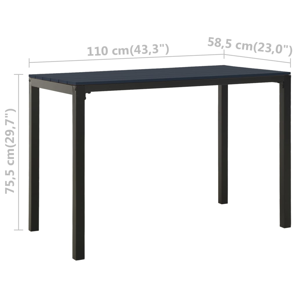 vidaXL Set de comedor de jardín 3 pzas acero y WPC negro