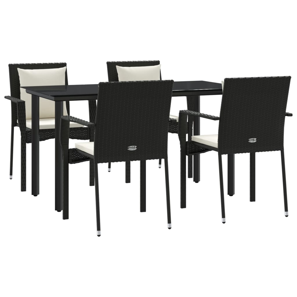 vidaXL Set de muebles jardín 5 pzas con cojines ratán sintético negro