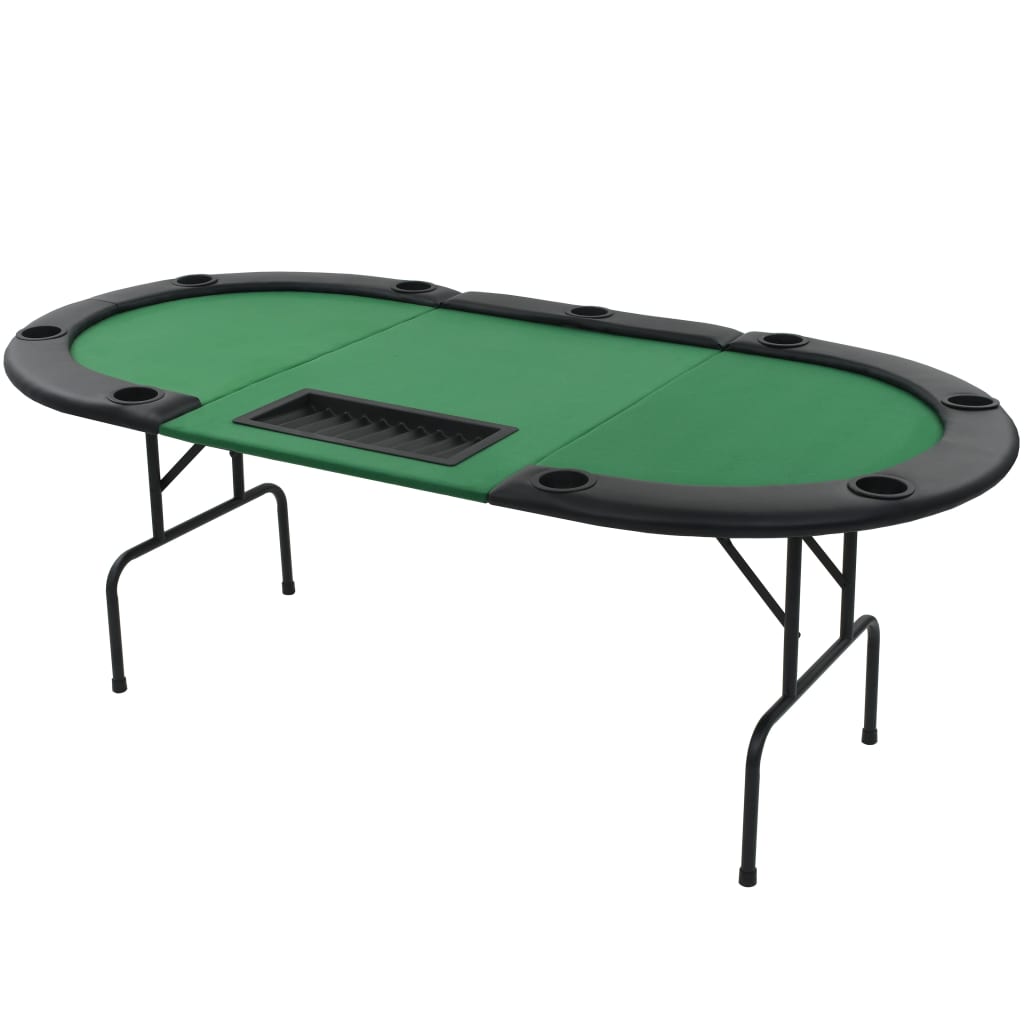 Mesa para póker plegable y de forma ovalada para 9 jugadores color verde  Vida XL 80210