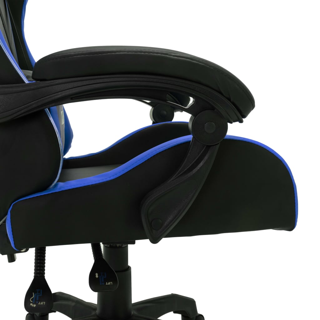 vidaXL Silla gaming con luces LED RGB cuero sintético azul y negro