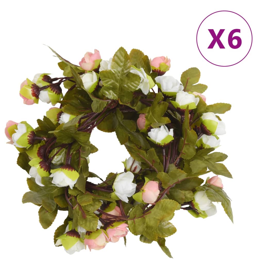 vidaXL Guirnaldas de flores de Navidad 6 uds champagne 215 cm