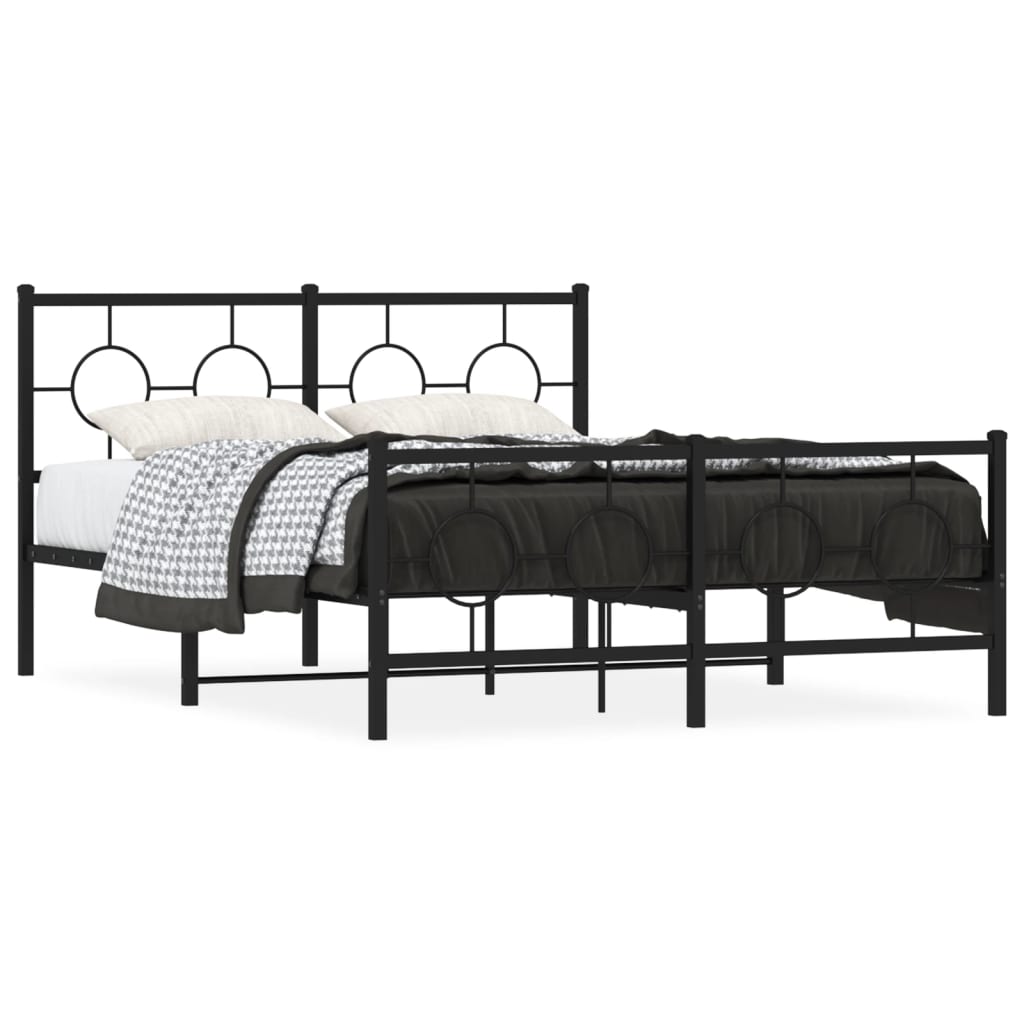 vidaXL Estructura cama sin colchón con estribo metal negro 140x200 cm