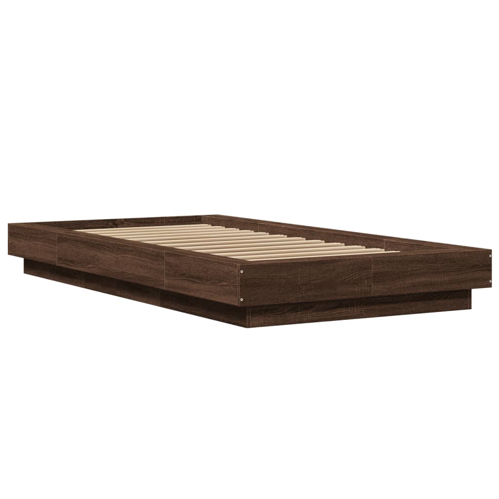 vidaXL Estructura de cama madera de ingeniería roble marrón 75x190 cm