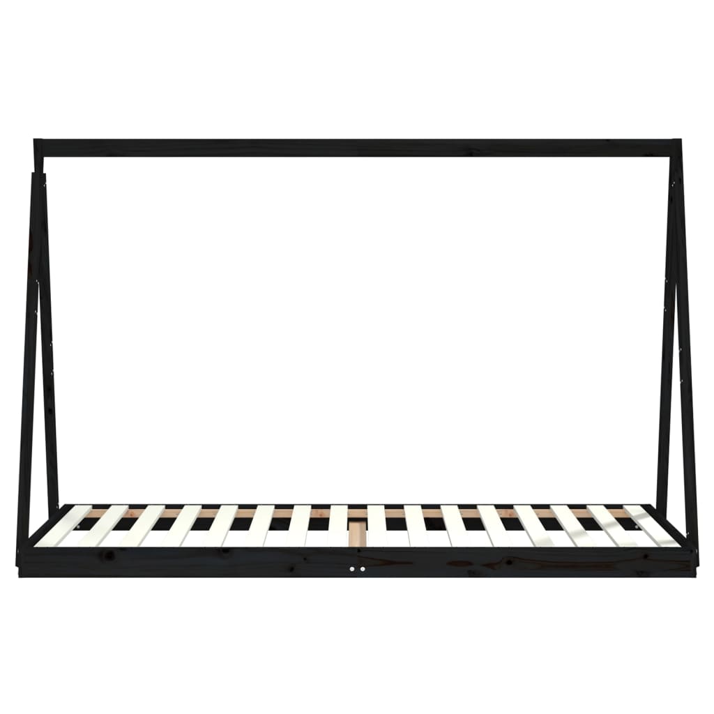 vidaXL Estructura de cama para niños madera de pino negro 90x200 cm