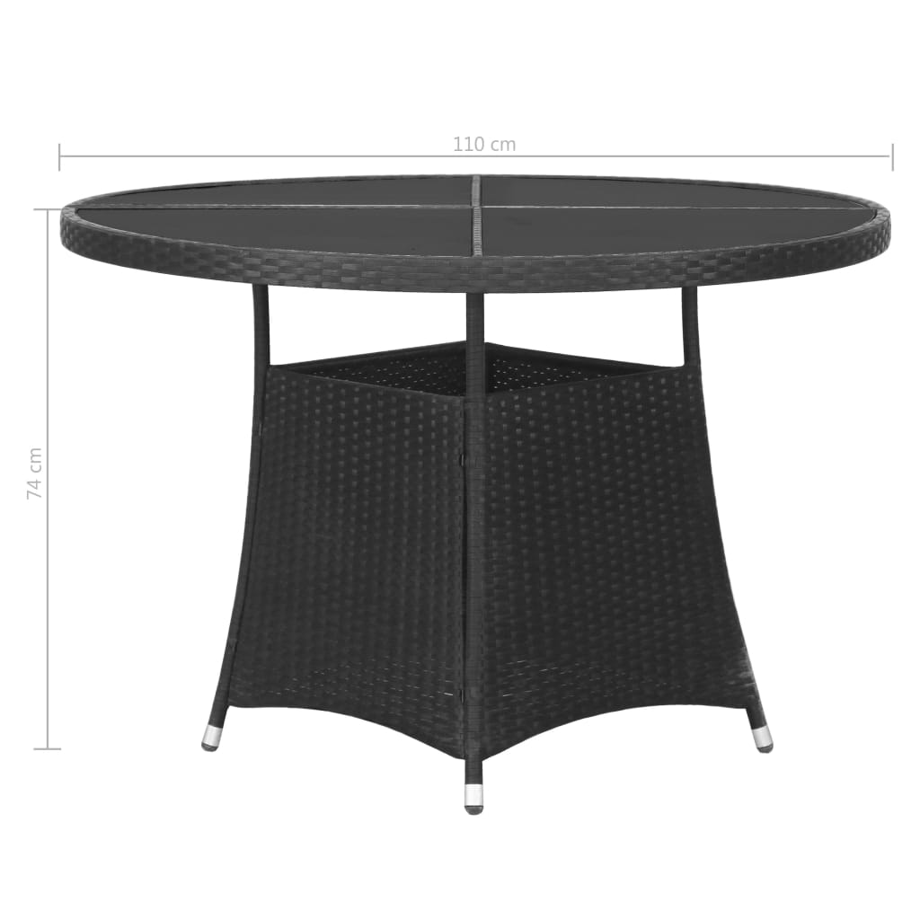 vidaXL Juego de comedor para jardín 7 piezas ratán sintético negro