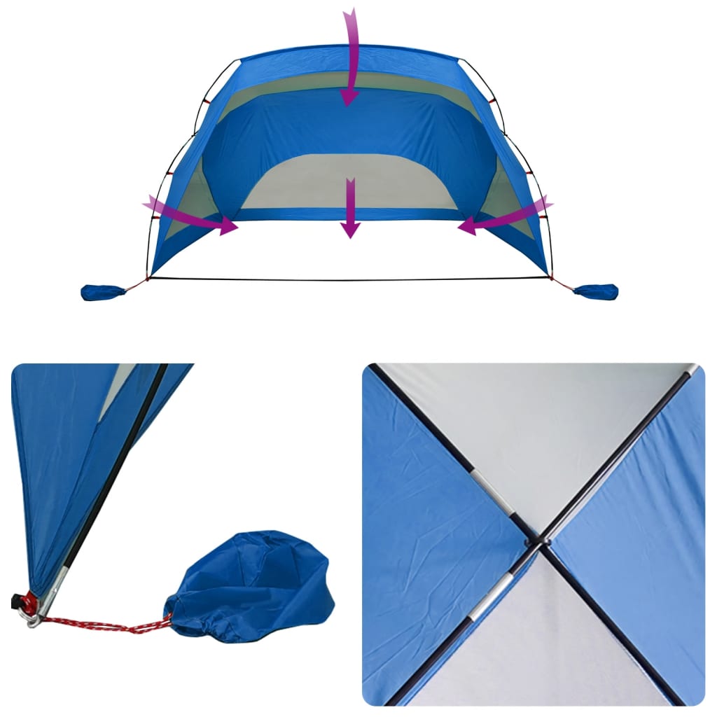 vidaXL Tienda de playa 185T poliéster azul celeste 274x178x170/148 cm