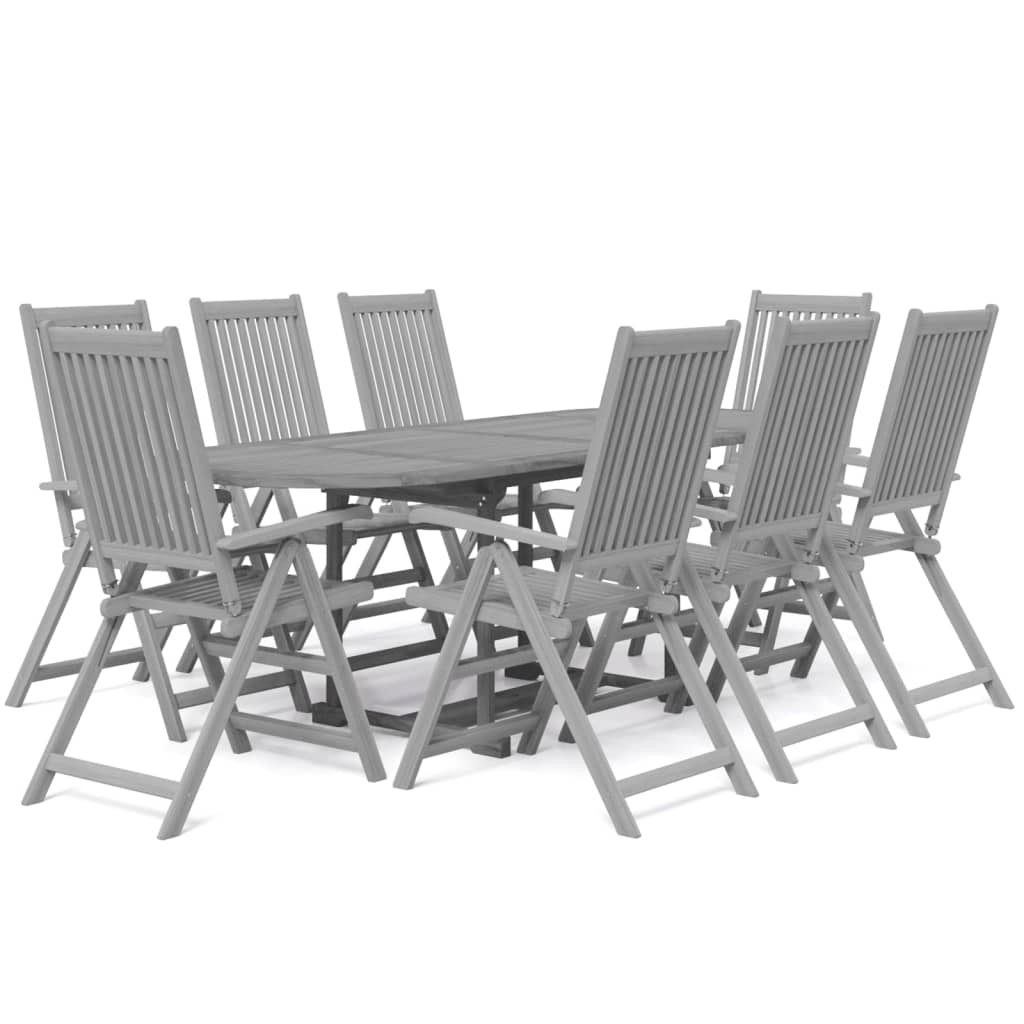 vidaXL Juego de comedor de jardín 9 piezas madera maciza de acacia