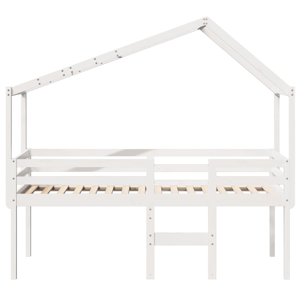 vidaXL Cama alta con techo madera maciza pino blanca 75x190 cm