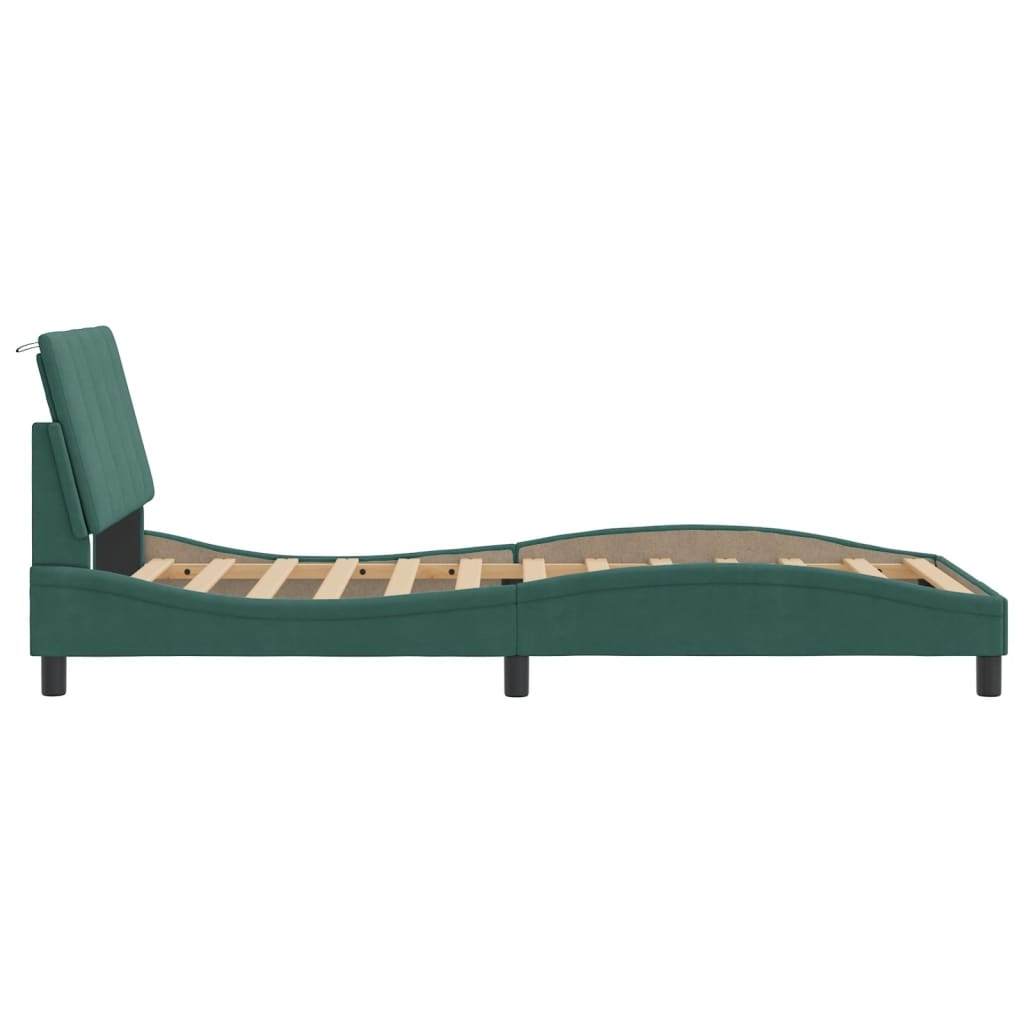 vidaXL Estructura cama sin colchón terciopelo verde oscuro 100x200 cm