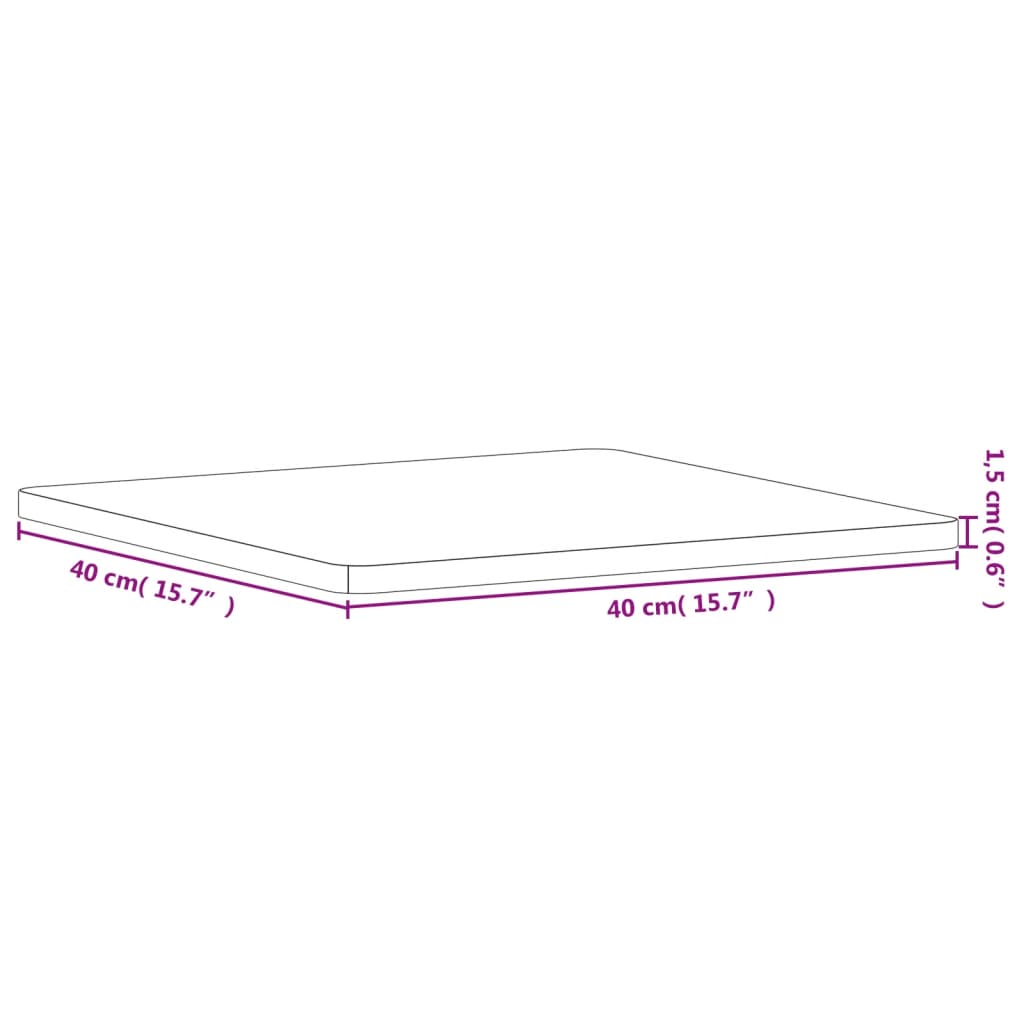 vidaXL Tablero de mesa cuadrado de madera maciza de haya 40x40x1,5 cm