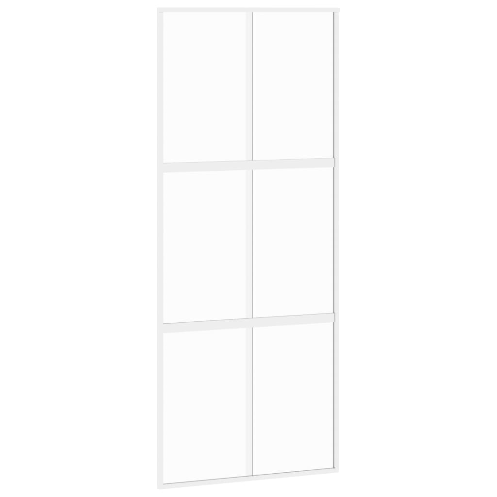 vidaXL Puerta corredera vidrio templado y aluminio blanca 90x205 cm