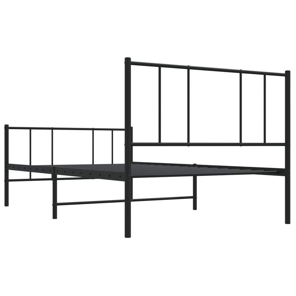 vidaXL Estructura cama sin colchón con estribo metal negro 90x190 cm